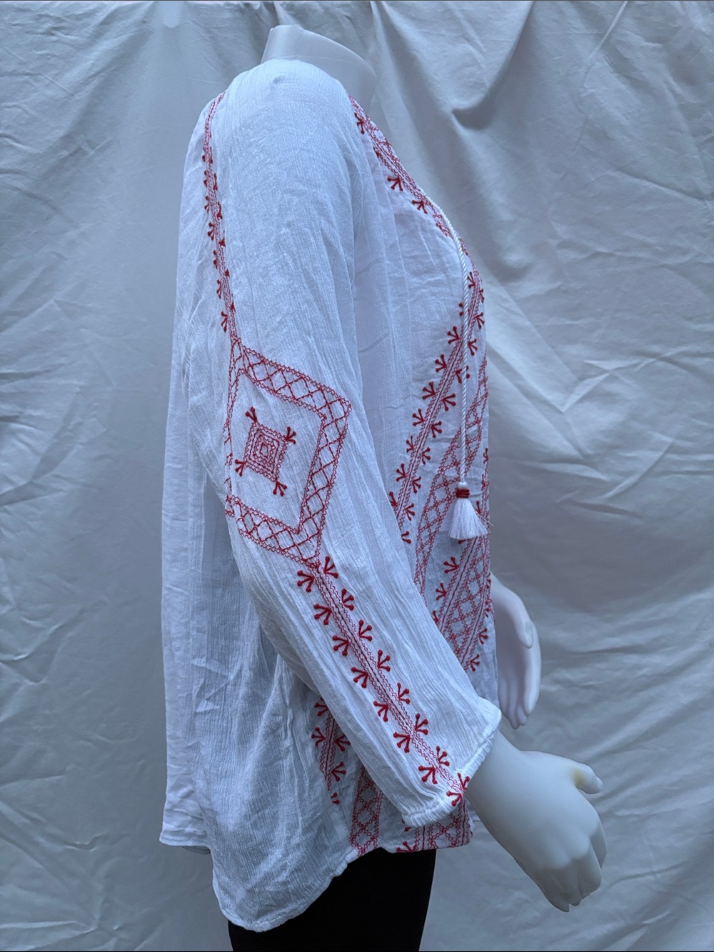 J. Jill White Peasant Tunic with Red Embroidery - Picture 12 of 14